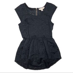 Decree Jacquard Peplum Blouse Black M